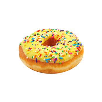Yellow Iced with Rainbow Sprinkles Donut